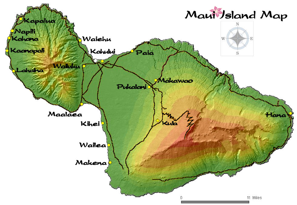 Maui Hawaii Island Map